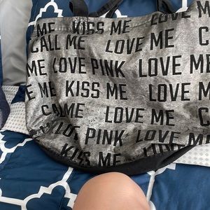 Gray and black pink tote